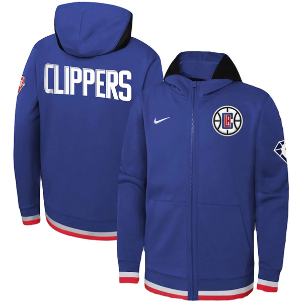 Men's Los Angeles Clippers Royal 75th Anniversary Performance Showtime Full-Zip Hoodie Jacket